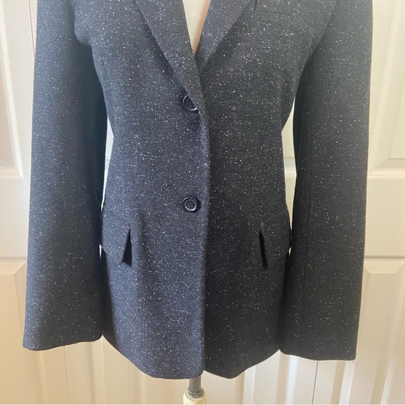 BCBG Black Blazer Jacket with White Speckling Career Office sz 4 - Picture 6 of 8